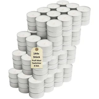 Teelichter XXL | 8 Std | weiß ohne Duft - Großpackung 36-144 Stk. | 40g Wachsgewicht | aus Paraffinwachs - Jumbo Teelichte, Maxiteelichter, Maxilichter (36 Stück + 1 HL Kauf Notizblock)