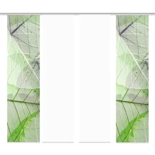 HOME WOHNIDEEN Schiebegardine 4er-Set Schiebegardinen BLATTARI, 245 x 60 cm, inkl. Zubehör, grün, 100% Polyester grün