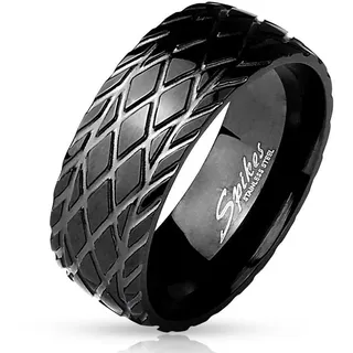 BUNGSA Fingerring 70 (22.3) Ring Reifenprofil Schwarz aus Edelstahl Herren (Ring, 1-tlg), Herren schwarz 70 (22.3)