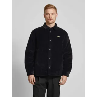 Regular Fit Cordhemd mit Logo-Patch Modell 'CORDUROY', Black, 43