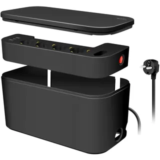 Logilink Kabelbox mit Steckdosenleiste, 5-fach, Schwarz