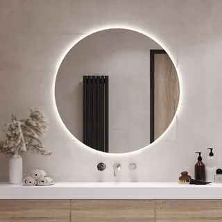 Tulup Spiegel Runden Ø 100 cm Wandspiegel Glass Groß Rund Dekoration Glass Badezimmerspiegel - Neutral weiß