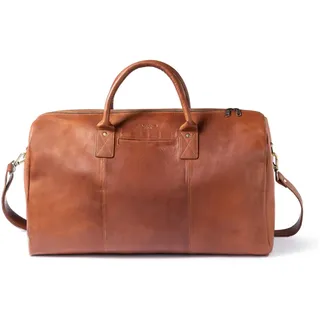 HOLZRICHTER Berlin - Weekender aus Leder für Herren (No 13-1), Reisetasche 31x56x26 cm, Handgefertigte Echtleder Umhängetasche mit Schultergurt, für Handgepäck, in Schwarz und Braun (Cognac) - XL