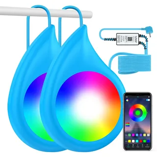 LyLmLe 40W Poolbeleuchtung LED Doppel-Licht mit 6,5m Kabel für Jedes Licht, RGB Poolscheinwerfer mit Magnet für Stahlwandpool, IP68 Wasserdicht Dimmbar Farbwechselnde Unterwasser Poollicht mit APP,12V