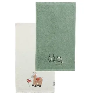 Sterntaler Kinderhandtuch Doppelpack 50 x 30 cm Bauernhof steingrün, 50x30 cm