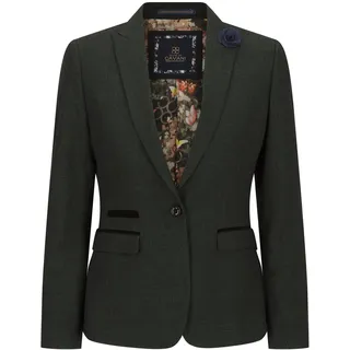 TruClothing.com Damen Tweed Blazer Grün Kariert Wolle Klassische Jagdjacke Vintage 1920er Retro - Olive 36 - 36
