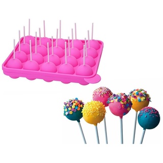 XLKJ BPA-frei Lollipop Silikon Formen,Cake Pop Backform Silikon Lollipop Pop Form- Rosa