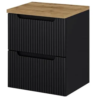 [en.casa] Waschtischunterschrank Skelbolu 50 x 59,5 x 40 cm Schwarz/Eiche