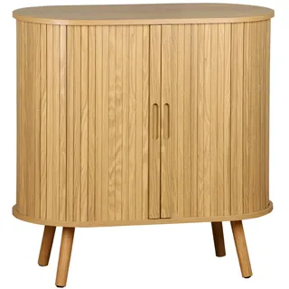 sweeek - Sideboard mit 2 Schiebetüren und Regal, gerillter Holzoptik, B 80 x T 40 x H 80cm