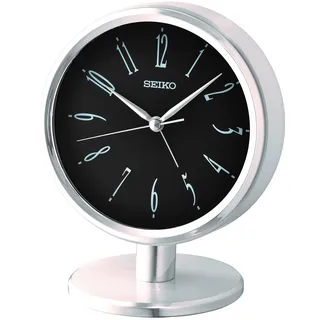Seiko QHE186S Kaminuhr mit Quarzbatterie, rund, silberfarben, klares Zifferblatt