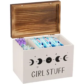 SUPPUIMNT Holz Aufbewahrungsbox Hygieneartikel, Tamponhalter für Badezimmer Vielseitige Tampon Aufbewahrungsblock Organizer Praktischer Taschentuchbox Tampon mit Klappdeckel Lady Stuff (C)