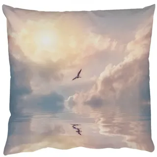 MuchoWow Dekokissen Vogel - Meer - Sonne, Zierkissen mit Kissenfüllung, Deko, Sofakissen, 50x50 cm bunt Quadratisch | 50 cm x 15 cm x 50 cm