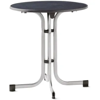 Sieger Boulevard-Klapptisch mit mecalit-Pro-Platte Ø 70 x 72 cm graphit/grau