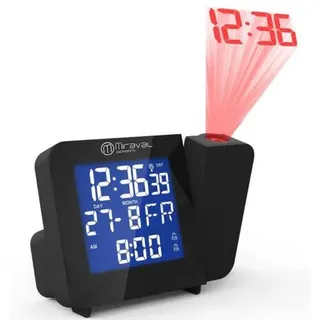 Miraval Funk-Projektionswecker Funkuhr Funkwecker Datumsanzeige Raumtemperatur Batterie Netzbetrieb Digital Reisewecker - 4-MV5992-2