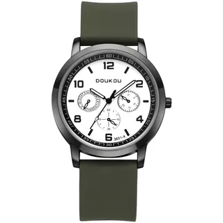 JewelryWe Herrenuhr Silikon Leuchtende Uhren: Einfache Analog Quarz Armbanduhr Herren Armeegrün Silikonarmband Sport Uhr mit Leuchtzeiger Geschenk für Männer Teenager Jungen