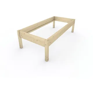 TUGA-Holztech Massivholzbett Holzbett Naturholzbett 90 x 200 cm 58 cm Bettgestell ohne Kopfteil, Br 70 80 90 100 120 140 160 180 200 Lg 200 220 H=38/48/58 cm 90 cm x 200 cm x 58 cm