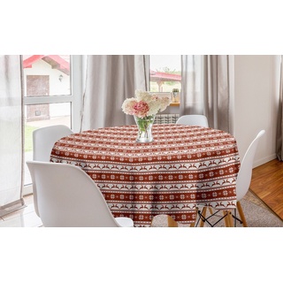 Abakuhaus Tischdecke Kreis Tischdecke Abdeckung für Esszimmer Küche Dekoration, Weihnachten skandinavisch rot|weiß