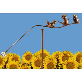 Pommerntraum ®| Windspiel Vogelwippe Metallwindspiel Vogel Vögel Gartendeko | Gartenpendel Gartenwippe Gartenkunst Gartenstecker Vögelchen Vogelmotiv Vogelfigur (Prof. Dr. Vogel + seine Familie Piepmatz)