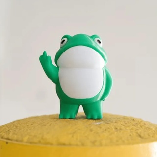 Rebellische Frosch-Figur, lustige Frosch-Gartenstatue, hoch 8,4 cm, niedlicher Mini-Frosch für Feengartendekoration, Happy Frog Figuren Outdoor Dekoration Home Office Tischornamente (A)