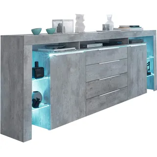 Sideboard BORCHARDT MÖBEL "Lima" Sideboards Gr. B: 192 cm, grau (beton, optik) Sideboards (192 oder 220 cm)