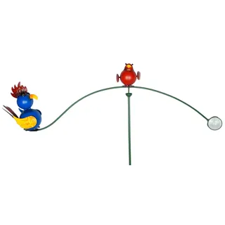 Eurotrade Gartenstecker Windspiel Hahn und Vogel (1-St)