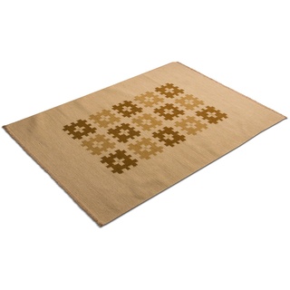 Wollteppich MORGENLAND "Kelim Teppich Erana" Teppiche Gr. B/L: 80 cm x 250 cm, 6 mm, 2 m2, 1 St., goldfarben (gold) Kelimteppich Orientalische Muster