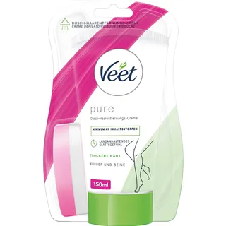 Veet Pure Dusch-Haarentfernungscreme trockene Haut mit Schwamm