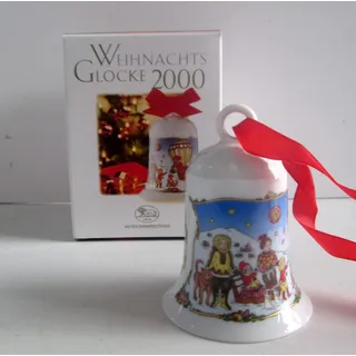 Hutschenreuther Weihnachtsglocke 2000, Anhänger, Porzellanglocke, Baumschmuck, Baumanhänger, Weihnachten