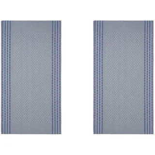 Hochwertige Grubentücher - Grubentuch Halbleinen 50 x 100 cm kariert, Verschiedene Designs - Geschirrtücher, Küchentücher, Trockentücher, Geschirr-Handtuch 51% Leinen 49 % Baumwolle (2er-Grau-Blau)