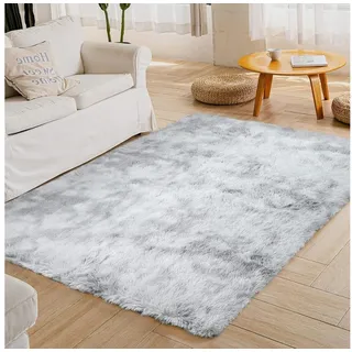ROHATIM Hochflor-Teppich Hochflor Shaggy Teppich Flauschig Weich 200x300 cm Hellgrau grau