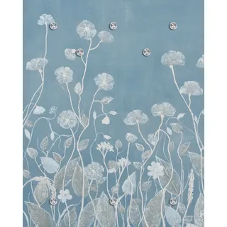 Queence Garderobenpaneel Blumenwiese 100 x 120 x 2,5 cm Grau