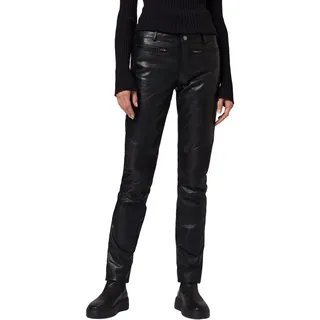 RICANO Donna - Damen Lederhose in Biker-Optik (Slim Fit/Regular Waist) - echtes (Premium) Ziegen Leder (Schwarz, M) - M