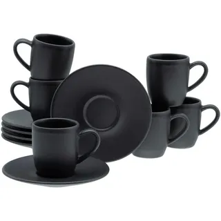 Creatable Tassenset Soft Touch Black, Keramik, 12-teilig, 14x23x18 cm, Kaffee & Tee, Tassen, Kaffeetassen-Sets