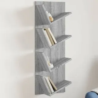 vidaXL Wand-Bücherregal mit 4 Fächern Grau Sonoma 33x16x90 cm