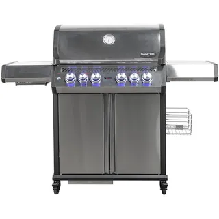SANTOS Gasgrill S-418 Pro Edelstahl - Premium Gasgrill 4 Brenner - 800°C Infrarot Seitenbrenner & Heckbrenner - Langlebiger BBQ Gas Grill mit optimaler Isolierung - Edelstahl Grillrost & Warmhalterost