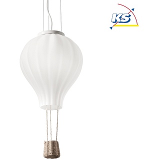 Ideal Lux Ballon-Pendelleuchte DREAM BIG, Ø 30cm, E27, Glasschirm weiß / Seilkorb natur IDEA-179858