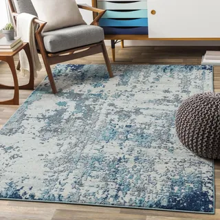 livabliss Teppich »DUNKIRK«, rechteckig, 11 mm Höhe, Moderner Designerteppich in Marmor Optik, Kurzflor Wohnzimmerteppich blau