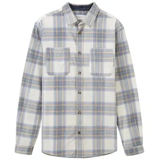 TOM TAILOR Langarmhemd beige|weiß M