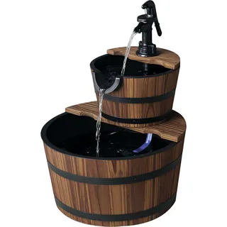 Springbrunnen Aus Holz Outdoor Gartenbrunnen Dekorationsbecken Ornamenten Pumpe Zimmerbrunnen Wasserspiel Brunnen Für Garten Terrasse Rasen 44,5 X 44,5 X 58,5 Cm Dunkelbraun