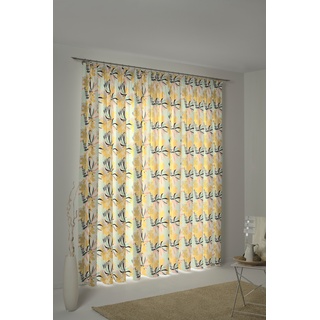 Vorhang ADAM "Jungle" Gardinen Gr. 245 cm, Kräuselband, 145 cm, bunt (gelb, türkis) Kräuselband