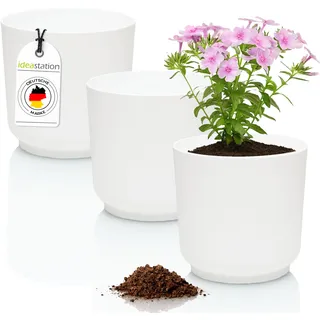 idea-station Blumentopf 13cm - 3 Stück - weiß - Plastik Übertöpfe
