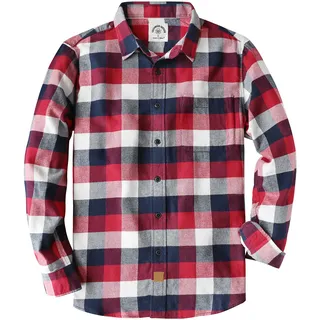 Dubinik® 6 oz Flanellhemd Herren Kariert Button Down Baumwolle Draußen | Freizeit-Shirt, Flanellhemden Herren Langarm, Western Fleece Shirts, Freizeithemd Normale Passform, Weich,Retro, Arbeit - XL