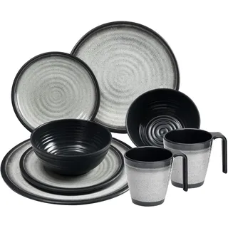 Camping Geschirr Set Melamin 2 Personen Tellern 8 Teile Wohnwagen Wohnmobil