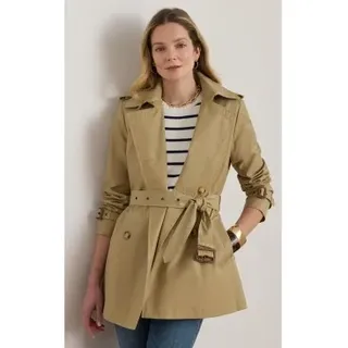 Lauren Ralph Lauren für Damen. 297967126002 Beigefarbener Crossover-Trenchcoat aus Baumwollmischung (XL), Lässig, Baumwolle, Klassisch