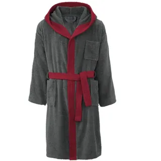 CelinaTex Bademantel Saunamantel Herren Frottee Kapuze Borkum XL anthrazit/bordeaux, Baumwolle grau XL
