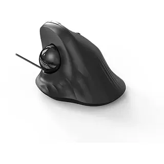 JOMAA Kabelgebundene Trackball-Maus – Ergonomisches Design mit 6 Tasten und CPI-Umschalter (400/800/1200/1600 CPI), rote LED-Anzeige, 250 Hz Abfragerate, für PC, Laptop, Computer (Schwarz)