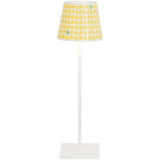 Zafferano, Poldina Pro Lampe mit Cover, Kabellose, Wiederaufladbare Tischlampe mit Touch Control, Auch für den Außenbereich Geeignet, Dimmer, 2200-3000 K, Höhe 38 cm, Farbe Weiß - Gelbe Zitronen