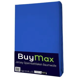 Buymax Spannbettlaken Jersey, 70 x 140 cm, Baumwolle, für Matratzen bis 15 cm Höhe, dunkelblau