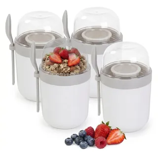 Relaxdays Müsli To Go Becher 0,28 l Weiß 4 St.