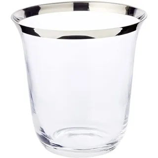 EDZARD Vase Toby (Höhe 23 cm, Durchmesser 22 cm), rund, mundgeblasenes Kristallglas mit Platinrand - Moderne Blumenvase, Glasvase, Tulpenvase aus Glas als Tischdeko
